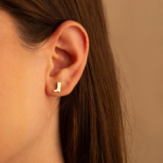 14K Gold Cowboy Boots Stud Earrings