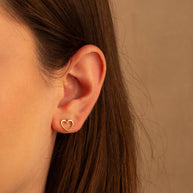 14K Gold Milgrain Heart Stud Earrings