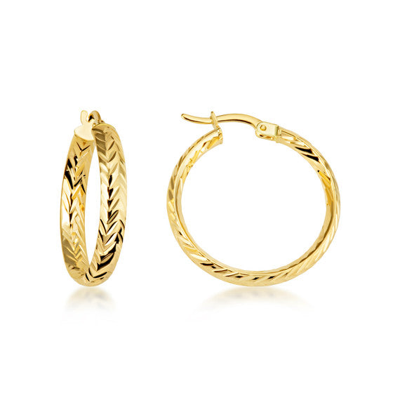 14K Yellow Gold Reversible Twisted Tube Hoop Earrings (Available in Small/Large)
