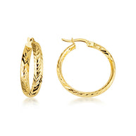 14K Yellow Gold Reversible Twisted Tube Hoop Earrings (Available in Small/Large)