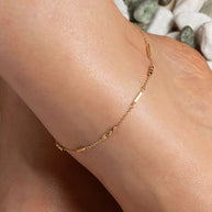 14K Yellow Gold Tube Link Bar Anklet