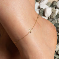 14K Yellow Gold Infinity Heart Anklet