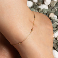 14K Yellow Gold Oval Link Anklet