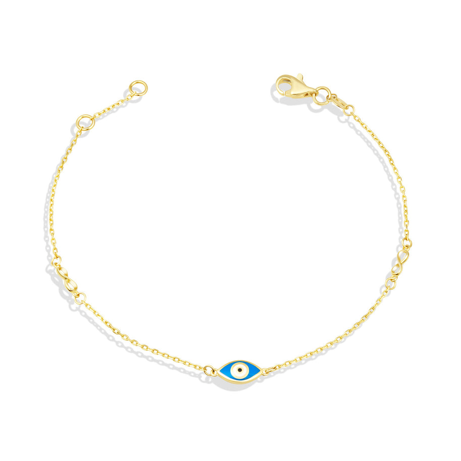 14k Solid Gold Enamel Evil Eye Infinity Bracelet