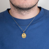 Gold Religious Patron Saint John Paul II Beaded Medallion Pendant Necklace (Available in Yellow/Rose/White Gold)