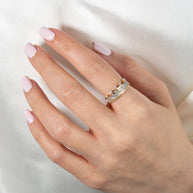 Two-Tone Gold Cubic Zirconia Crown 15 Años Quinceañera Ring