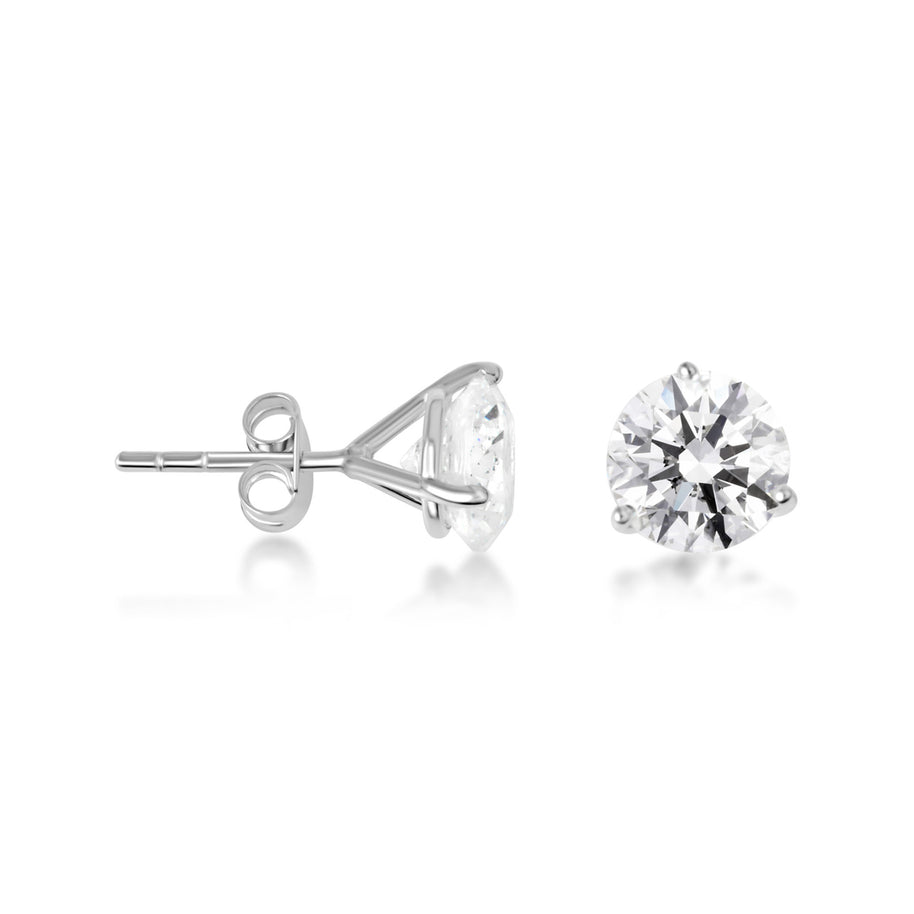 Silver 6mm Cubic Zirconia Martini Stud Earrings