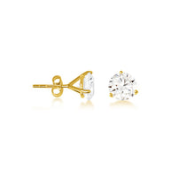 14K Yellow Gold Lab Grown Diamond Martini Stud Earrings 4ct