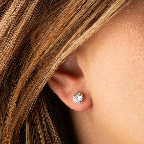 14K Yellow Gold Lab Grown Diamond Stud Earrings 4ct