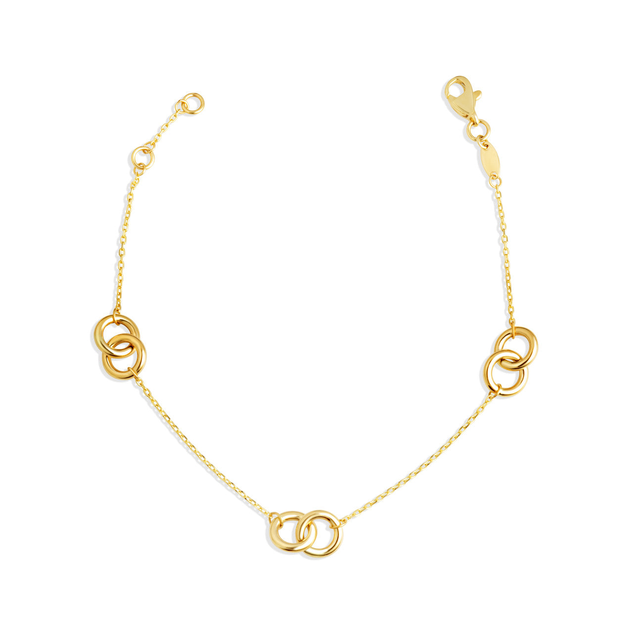 14K Yellow Gold Intertwined Circle Link Eternity Bracelet