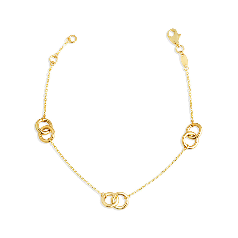 14K Yellow Gold Intertwined Circle Link Eternity Bracelet