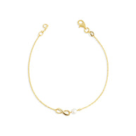 14K Yellow Gold Infinity Pearl Gemstone Eternity Bracelet