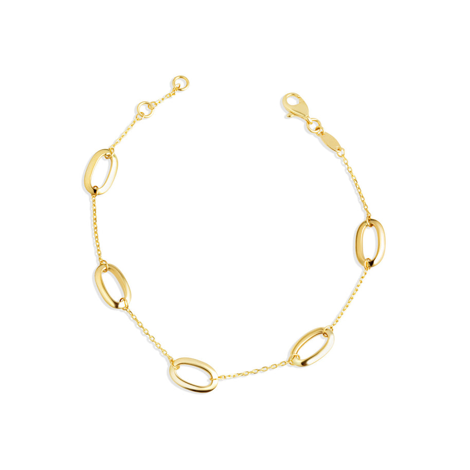 14K Yellow Gold Oval Chain Link Eternity Bracelet