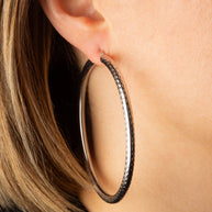 .925 Sterling Silver Diamond Cut Textured Tube Hoop Earrings