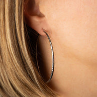 .925 Sterling Silver Diamond Cut Tube Hoop Earrings