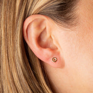 14K Yellow Gold Button Stud Earrings