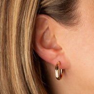 14K Yellow Gold Chevron Hoop Earrings