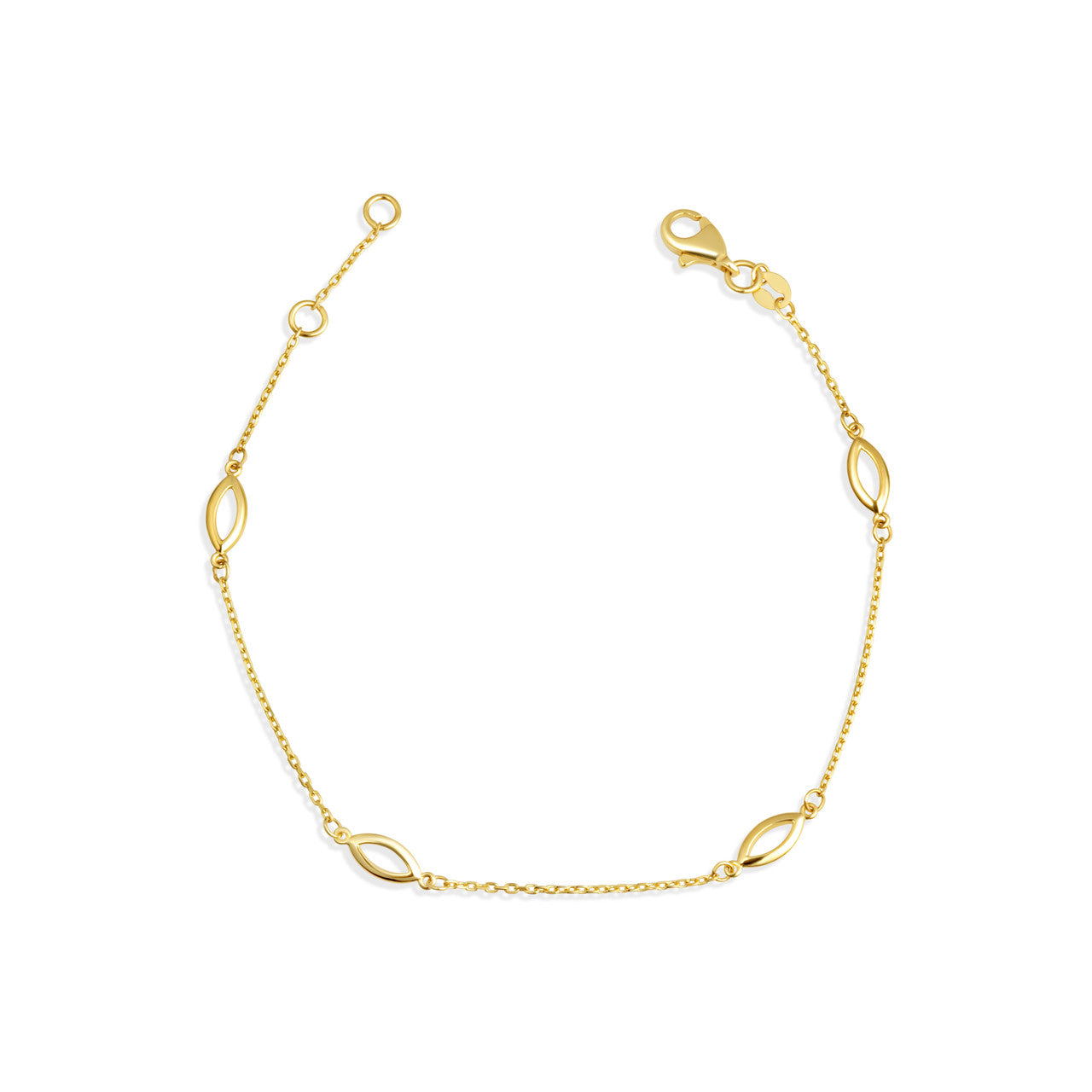14K Yellow Gold Oval Link Eternity Bracelet 7