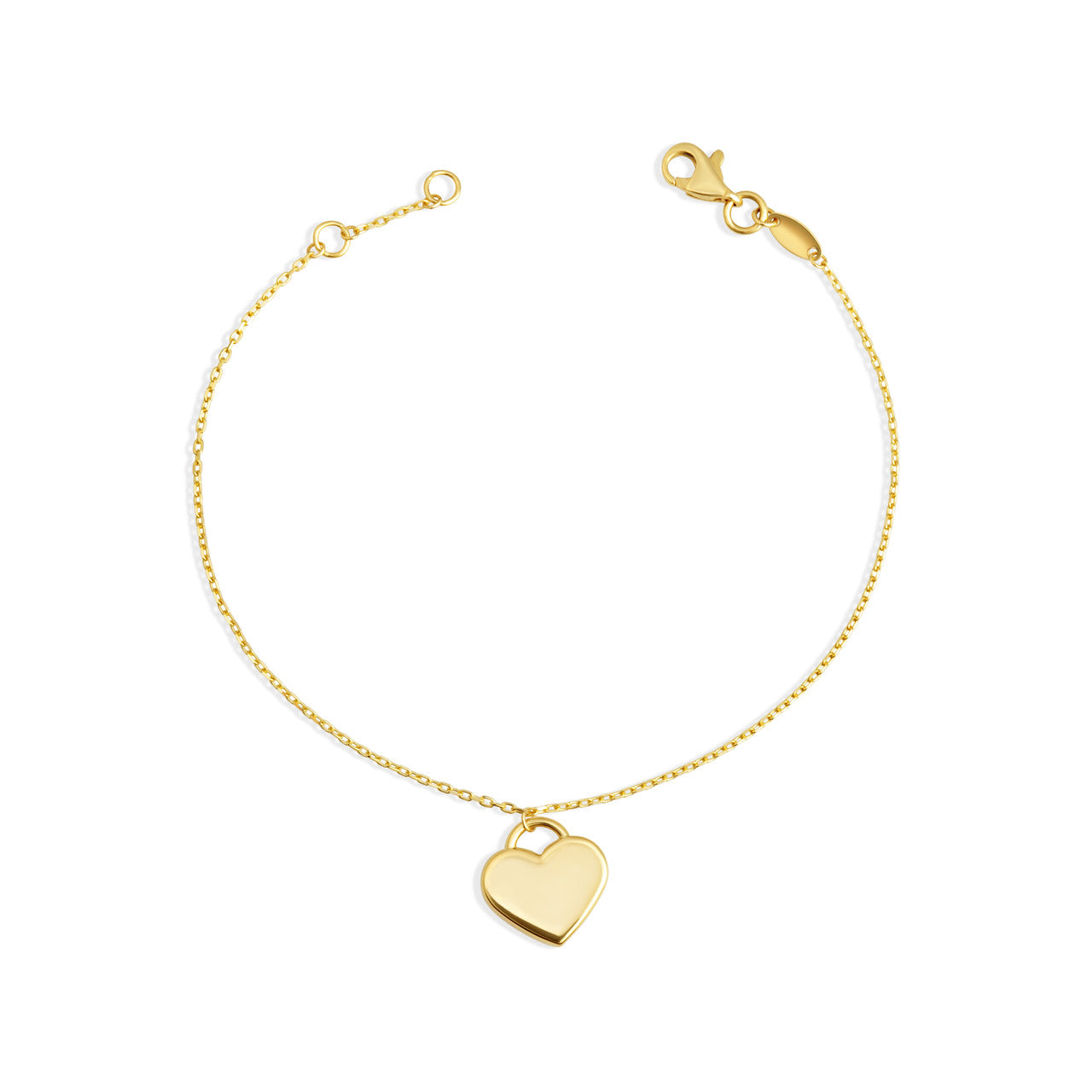 14K Yellow Gold Heart Lock Love Bracelet 7