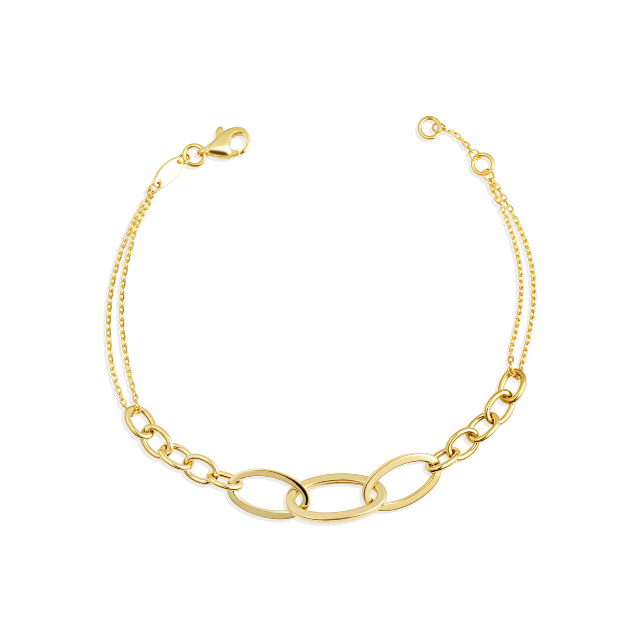 14K Yellow Gold Oval Chain Link Love Knot Bracelet 7
