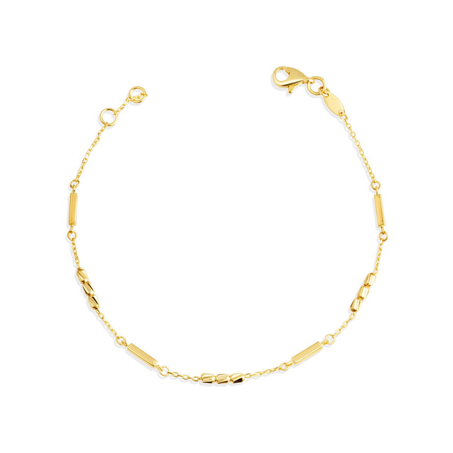 14K Yellow Gold Tube Link Bar Bracelet 7"