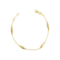 14K Yellow Gold Marquise Shape Link Bracelet 7