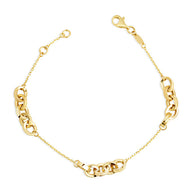 14K Yellow Gold Circle Chain Link Love Knot Eternity Bracelet 7