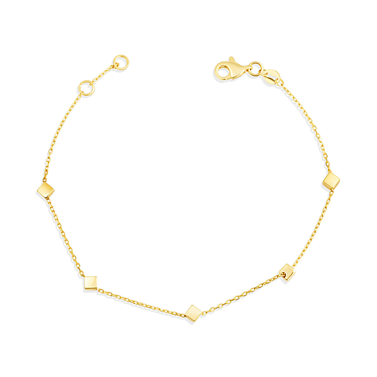 14K Yellow Gold Square Link Bracelet 7