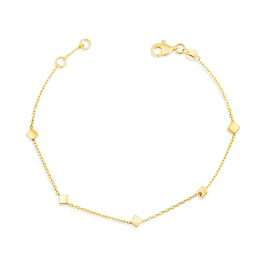 14K Yellow Gold Square Link Bracelet 7"