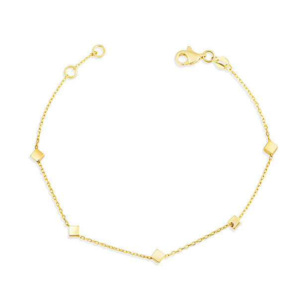 14K Yellow Gold Square Link Bracelet 7"