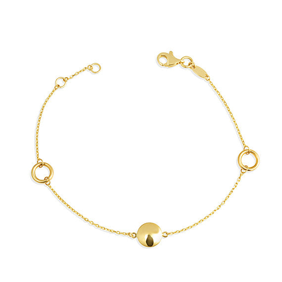 14K Yellow Gold Circle Link Bracelet 7
