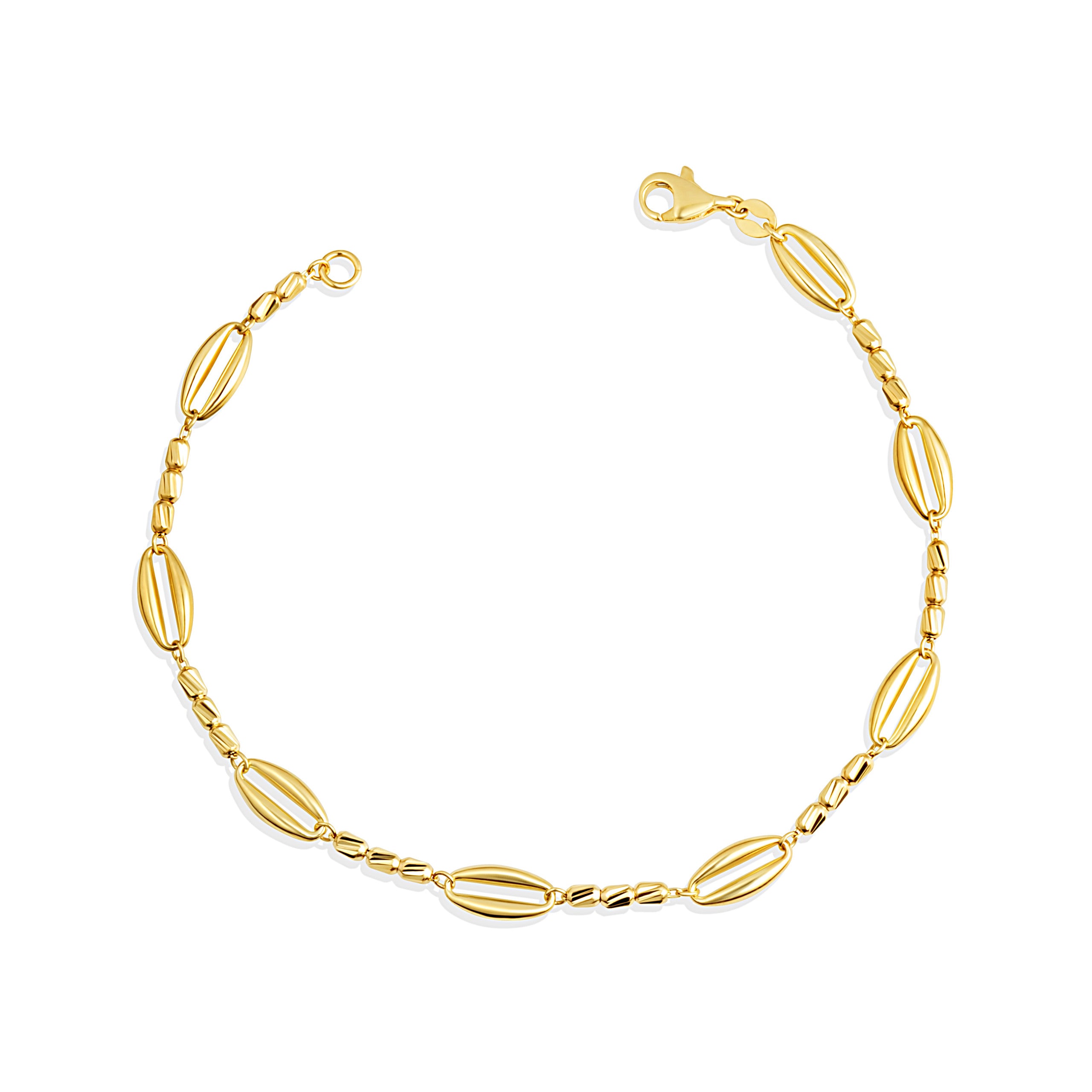 14K Yellow Gold Tube Link Cut Bracelet 7