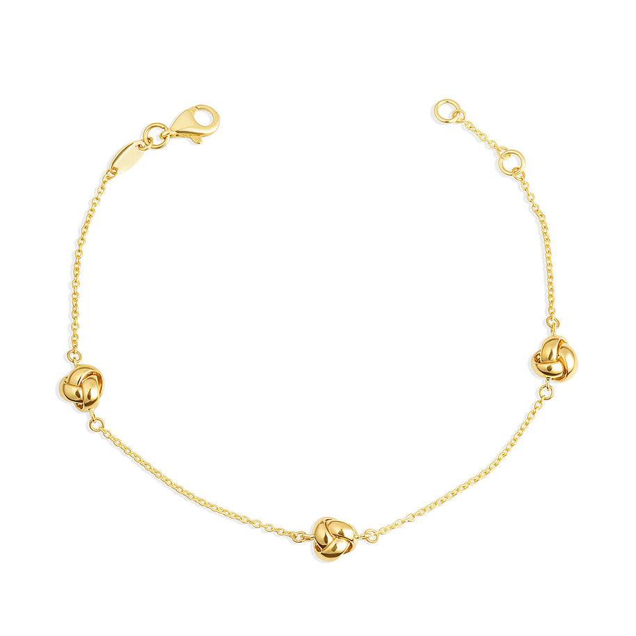 14K Yellow Gold Intertwined Love Knot Bracelet 7"