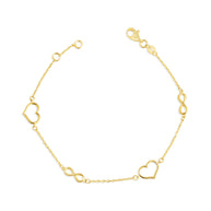 14K Yellow Gold Heart Infinity Love Bracelet 7