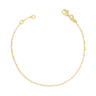 14K Yellow Gold Pink Enamel Beaded Bracelet 7