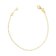 14K Yellow Gold White Enamel Beaded Bracelet 7