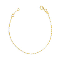 14K Yellow Gold White Enamel Bead Anklet