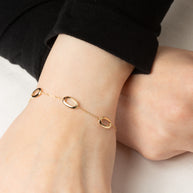 14K Yellow Gold Oval Chain Link Eternity Bracelet