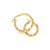 14K Yellow Gold Twisted Rope Hoop Earrings (Available in Small/Large)