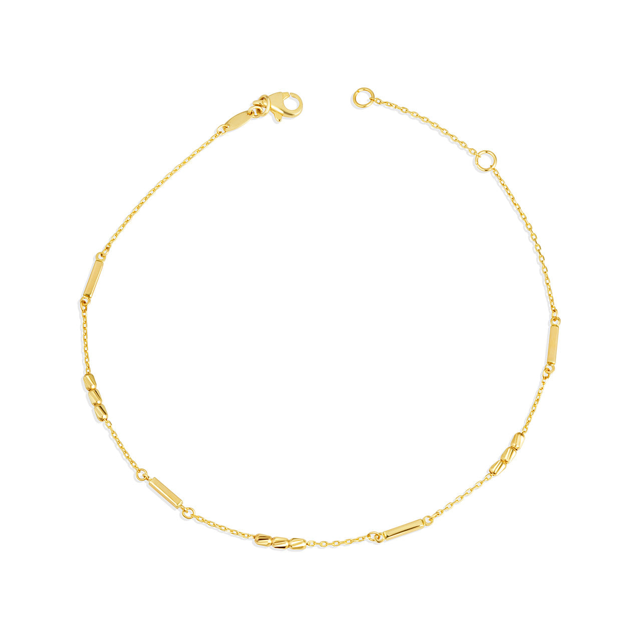 14K Yellow Gold Tube Link Bar Anklet
