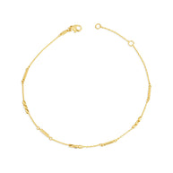 14K Yellow Gold Tube Link Bar Anklet