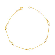 14K Yellow Gold Oval Link Anklet
