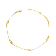 14K Yellow Gold Marquise Shape Link Anklet