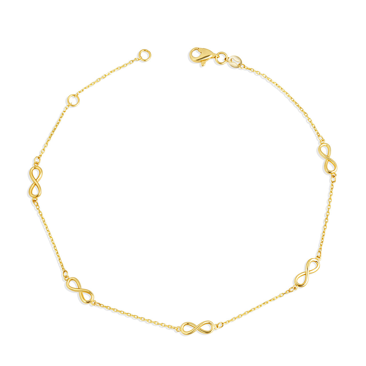 14K Yellow Gold Infinity Eternity Anklet