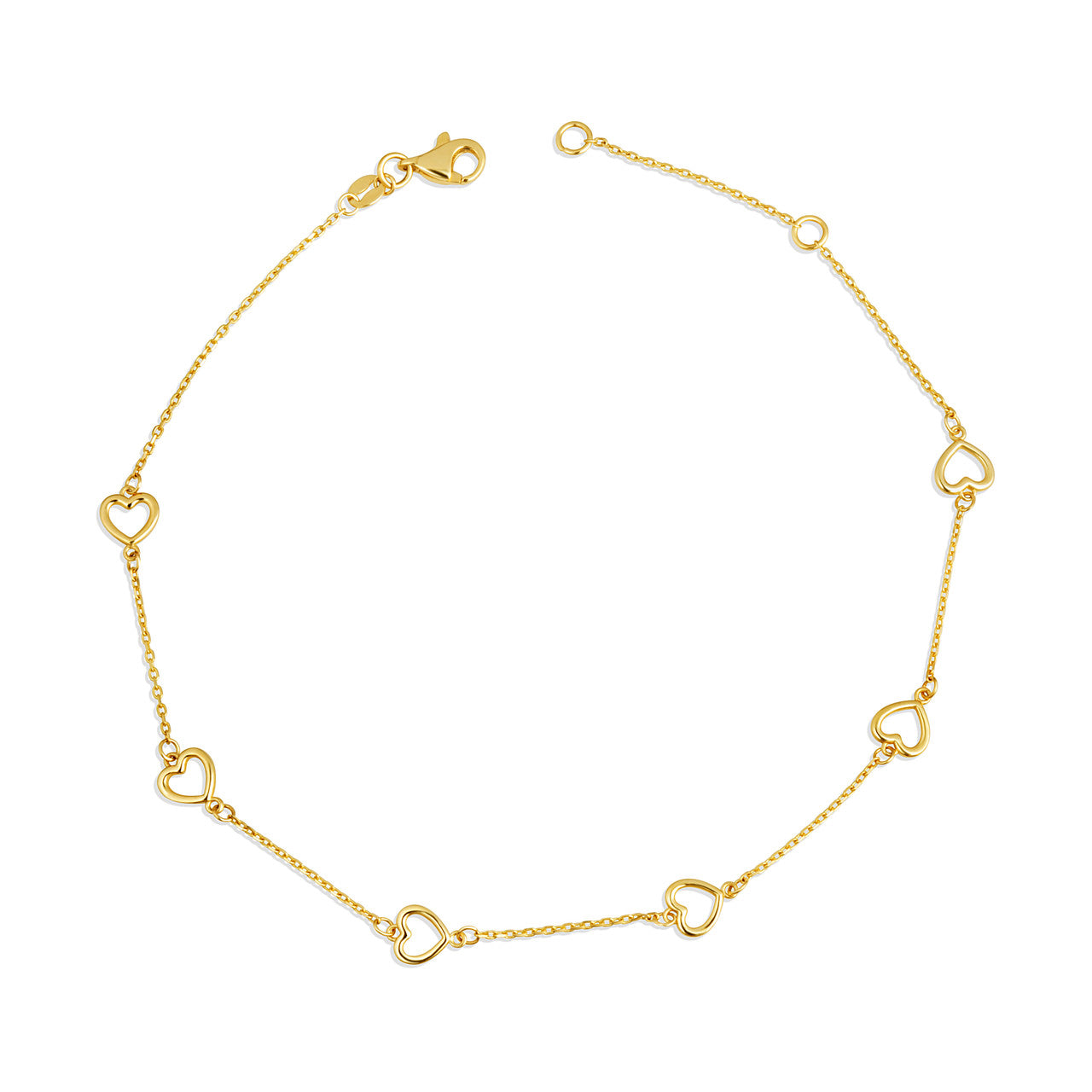 14K Yellow Gold Bow Tie Heart Ribbon Anklet