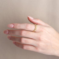Gold Daisy Flower Petal Band Ring (Available in Yellow/Rose/White Gold)