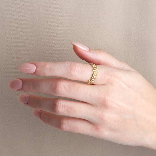 Gold Daisy Flower Petal Band Ring (Available in Yellow/Rose/White Gold)