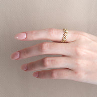 Gold Diamond Studded Daisy Flower Petal Band Ring (Available in Yellow/Rose/White Gold)