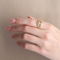 Gold Diamond Cross Olive Branch Vines Wraparound Ring (Available in Yellow/Rose/White Gold)