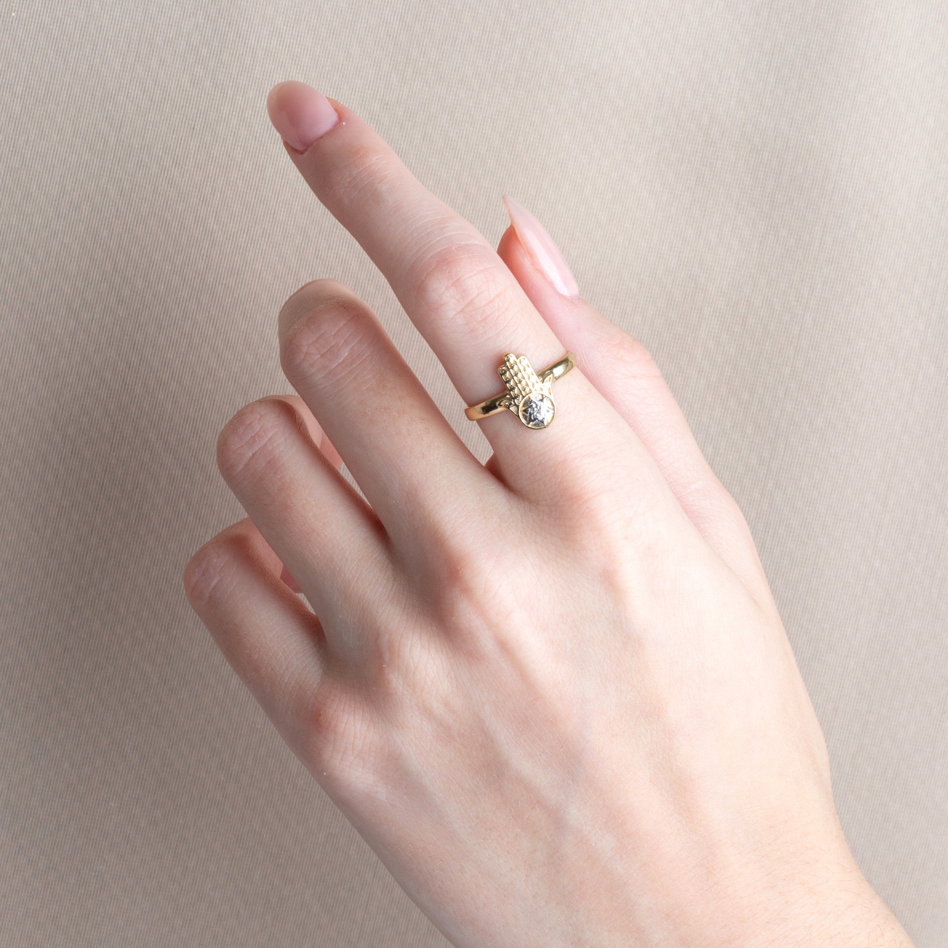 Gold Diamond Hamsa Hand Jewish Star Of David Protection Ring (Available in Yellow/Rose/White Gold)
